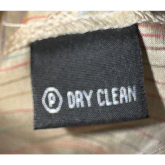 Via Seta Womens Silk Linen Shirt Dress SZ 14 Beige Multi Stripe Long Sleeve NWT - Picture 9 of 11